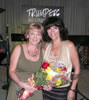 Suzie and Andrea at Trumpets wiith Marlene's flowers
